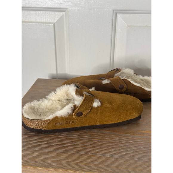 Birkenstock Clogs Size 37 Boston Slip On Suede Shearling Comfort Shoes - Picture 6 of 10